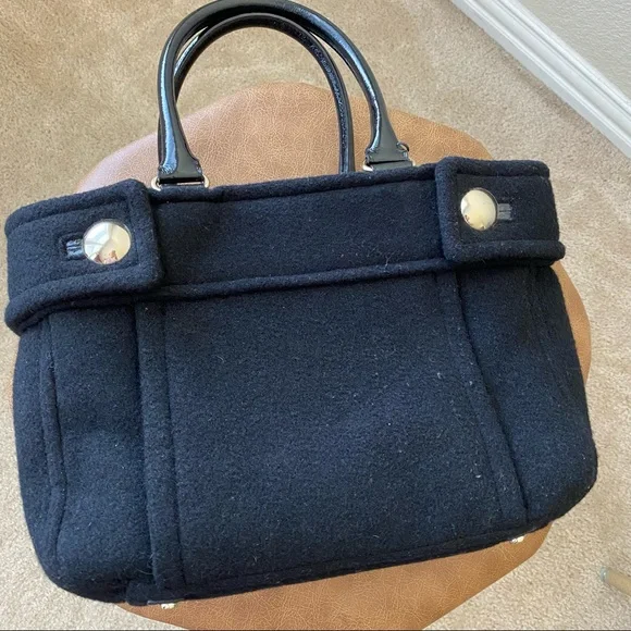 Kate Spade Womens Black Wool Bag Tote Satchel Handbag - Picture 4 of 8